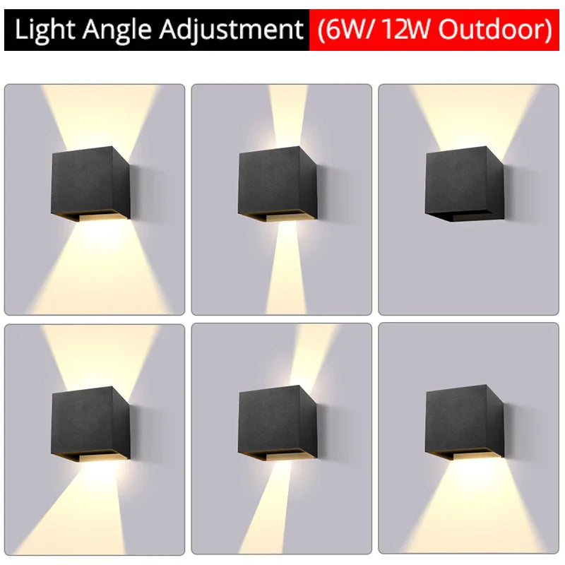 LED Wall Lamp Outdoor Waterproof IP65 Indoor Wall Light Aluminum Porch Garden Lights 6W 12W Living Room Bedroom Stairs Lighting