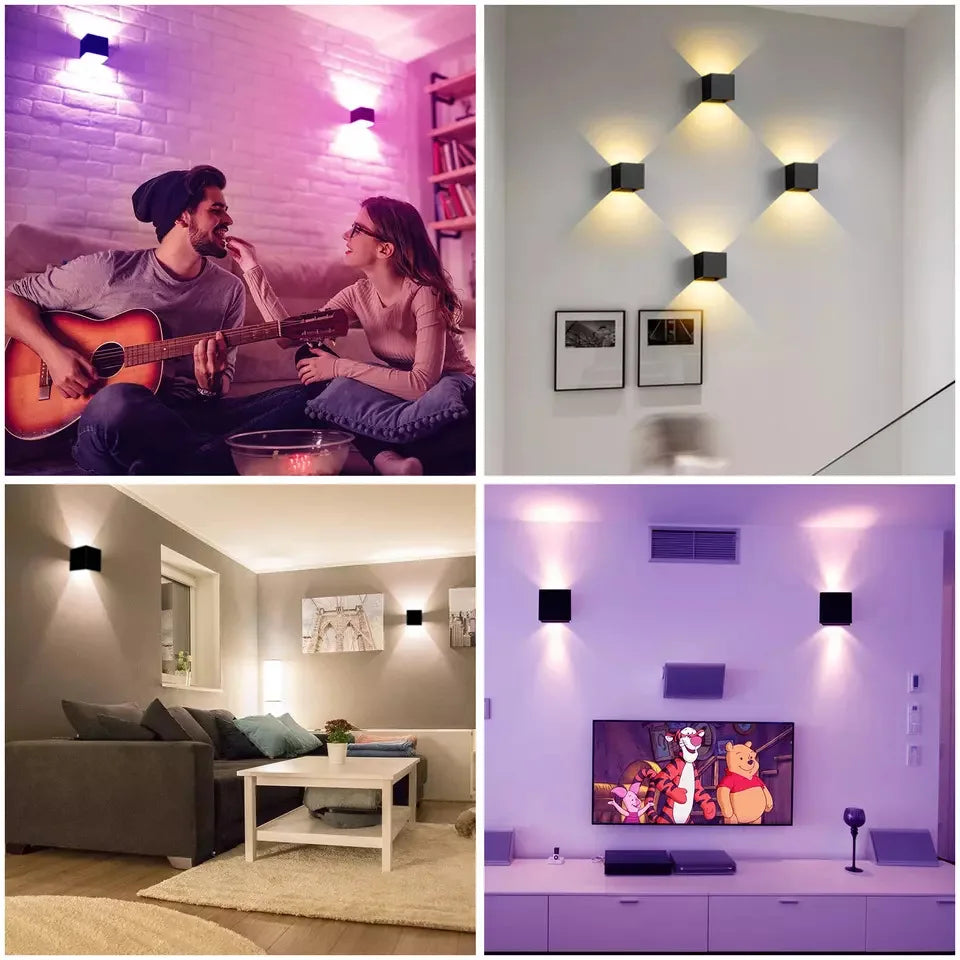 Tuya WIFI Smart RGB LED Wall Lamp Outdoor Waterproof Cube CCT / RGB+W APP Dimming Exterior Wall Light Atmosphere Washer Light