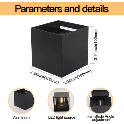 Outdoor Wall Light, IP65 Waterproof Square Aluminum Wall Lamps, Fixture Up and Down Lights, 4 Pack Outdoor Wall Light